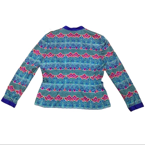 Adrianna Papell 100% Silk Vintage Floral Blazer Jacket Lined Long Sleeve Size 12 - Picture 2 of 9